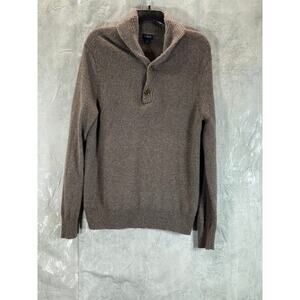 J.CREW Men's Brown Lambswool Shawl-Collar Pullover Sweater SZ M